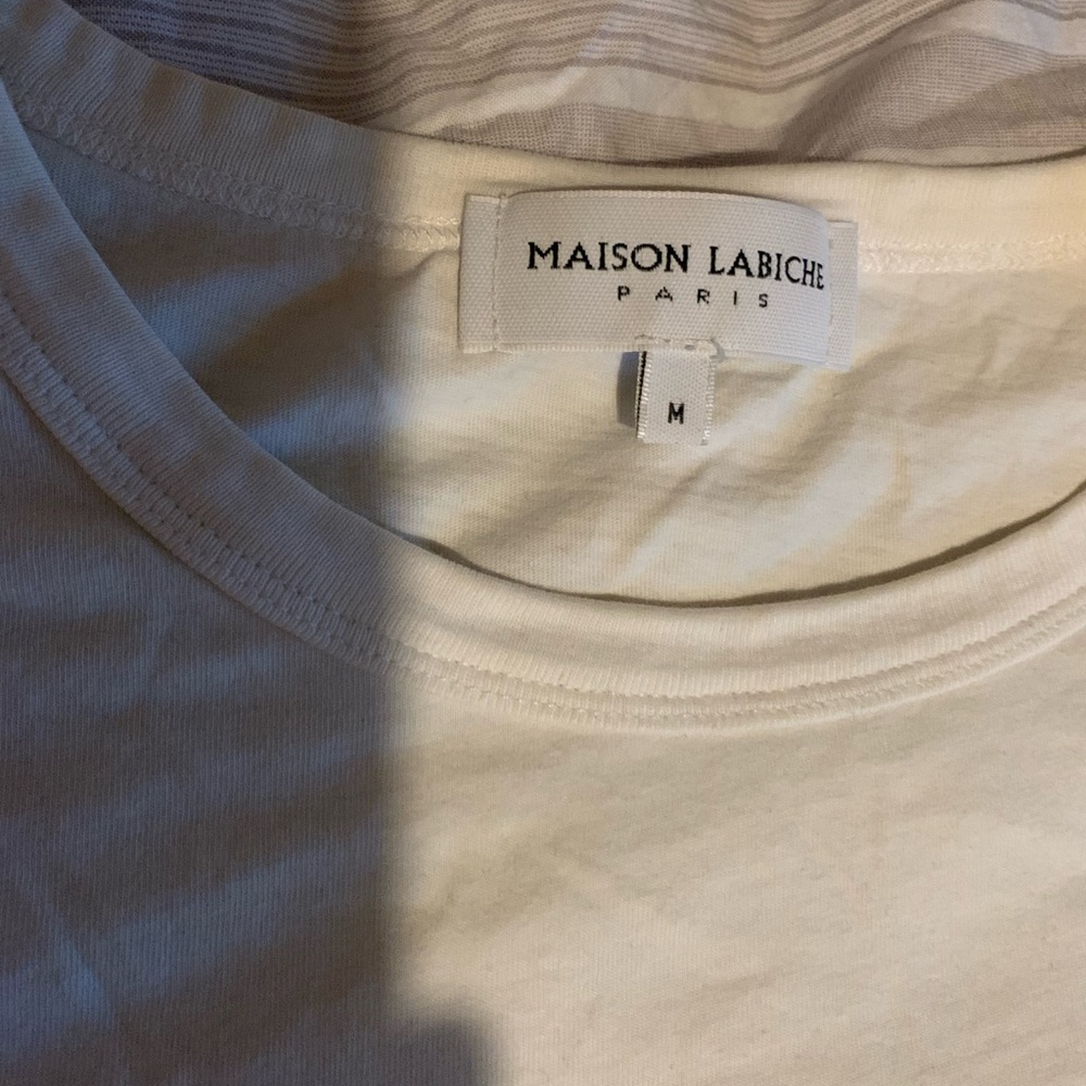 Designer embroidered white tee Maison Labiche Paris Medium snow bunny rare tee - Picture 3 of 7